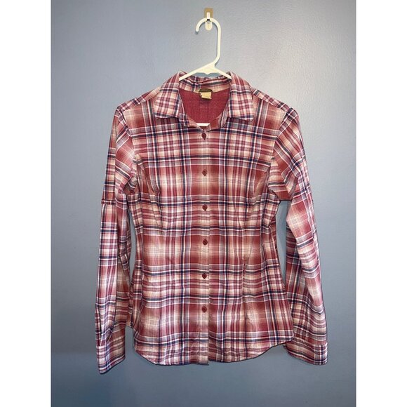 Women’s Duluth Trading Co Lightweight Maroon Plaid Vented ButtonUp Sz XS Outdoor - Picture 1 of 6